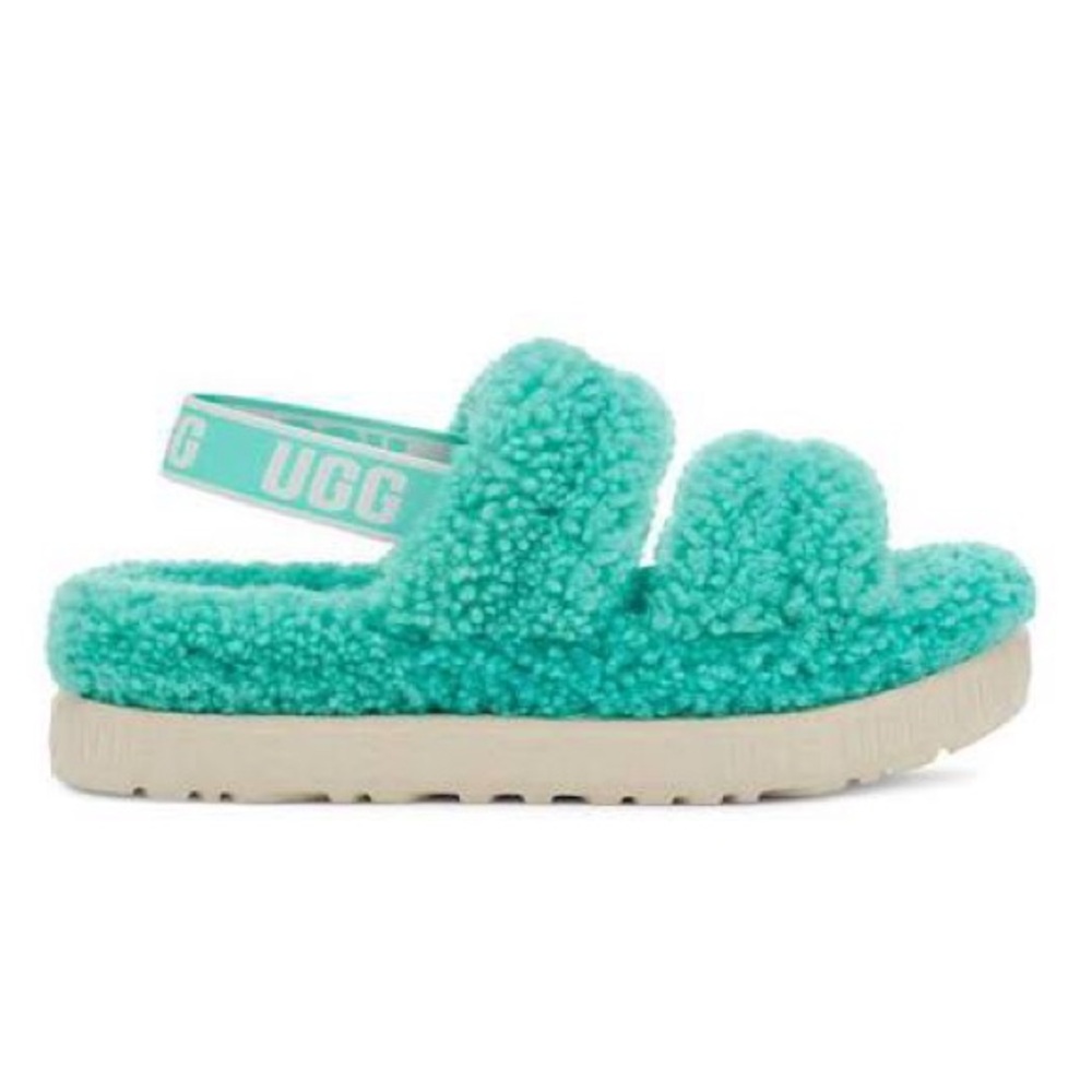 Women’s UGG Oh Fluffita Platform Sandals Green Size 6